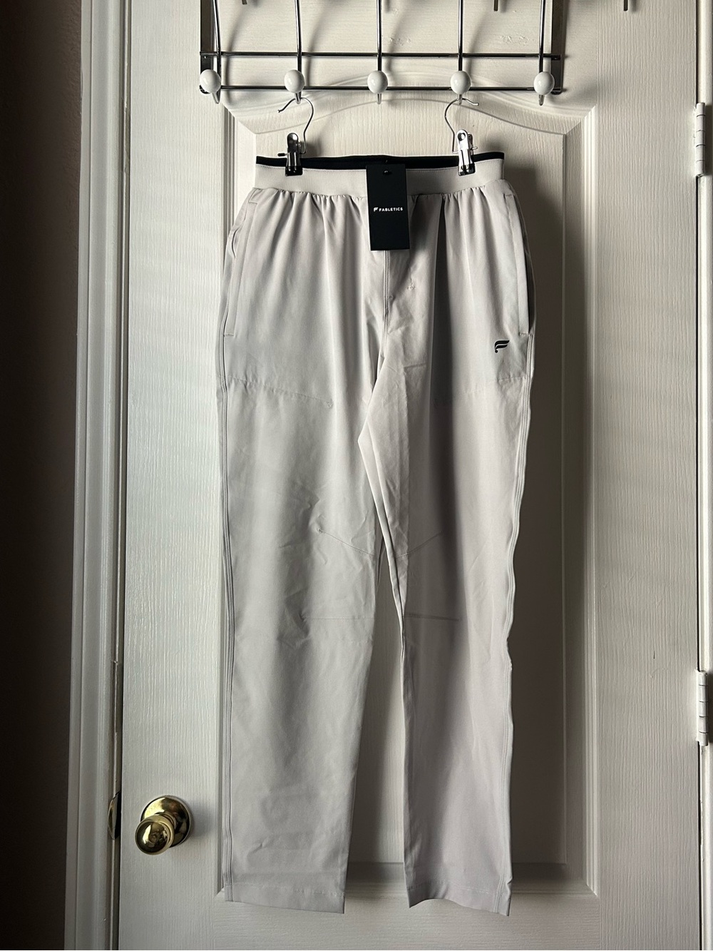 Fabletics Men's Light Gray Joggers with Black Waistband